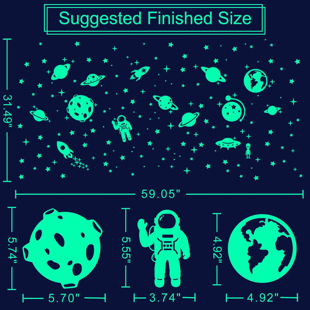 260 PCS Glow in The Dark Stars, Glowing Stars for Ceiling, Star Wall Decals Solar System Space Galaxy Planets Wall Stickers for Kids, Girls Boys Room Decorations for Bedroom