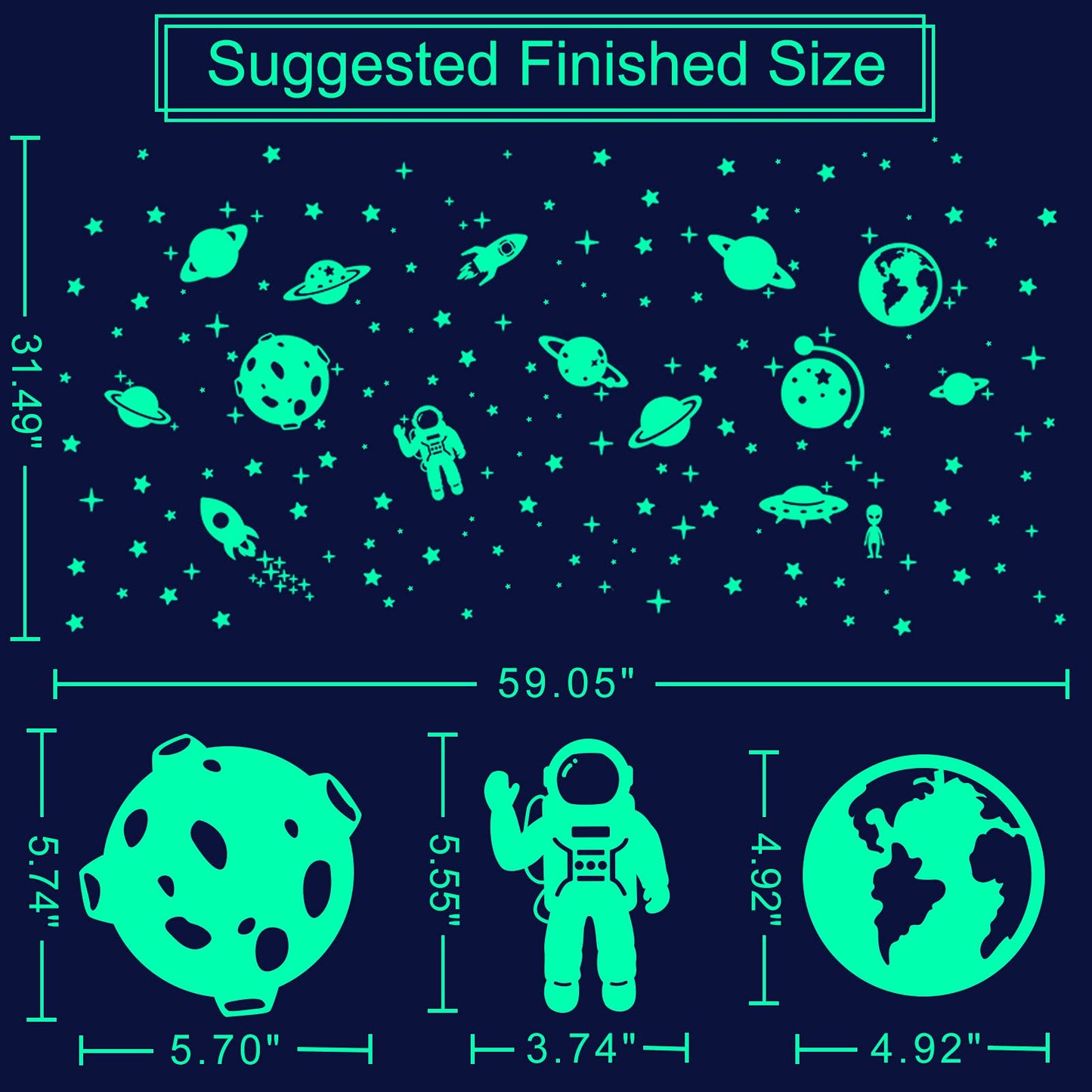 260 PCS Glow in The Dark Stars, Glowing Stars for Ceiling, Star Wall Decals Solar System Space Galaxy Planets Wall Stickers for Kids, Girls Boys Room Decorations for Bedroom