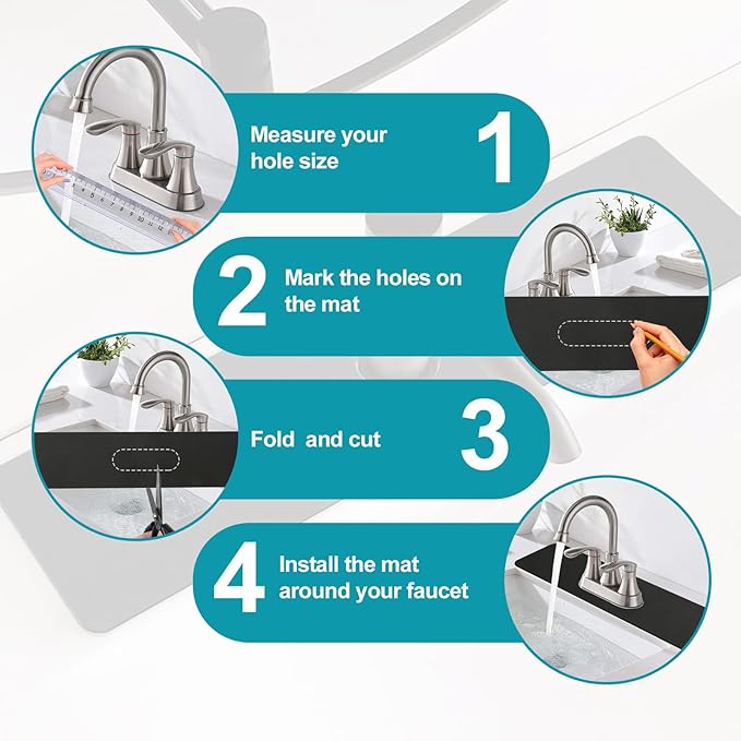 Customizable Faucet Mat for Kitchen Sink: 29"L x 5.5"W Quick Drying Kitchen