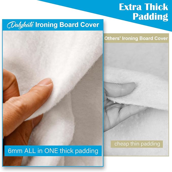 Dalykate Ironing Board Cover and Pad, Thick Padding, Elastic Edge, Scorch &