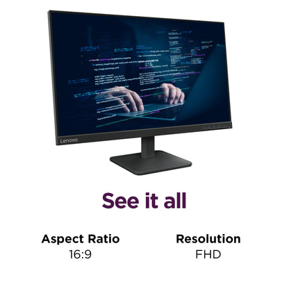 Lenovo L22e-40 Monitor, 21.45” FullHD Resolution, 250 nits Brightness, 75Hz Refresh Rate, AMD FreeSync, HDMI and VGA Ports, Tilt-Adjustable Stand, Natural Low Blue Light, Cloud Grey