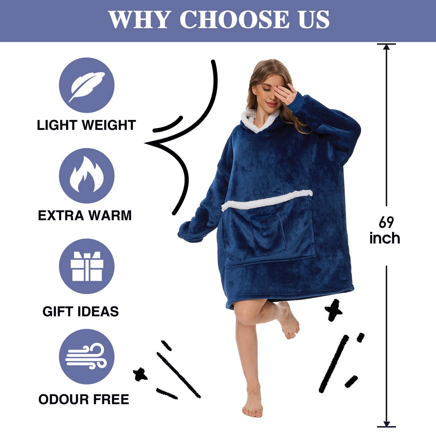 Wearable Blanket Hoodie,Oversized Cat Lovers Sweatshirt Blanket for Adult & Teens,Birthday Gifts for Women Men Mom Girl Boys,Cozy Fuzzy Sherpa Sweatshirt Blanket Giant Pocket Gifts