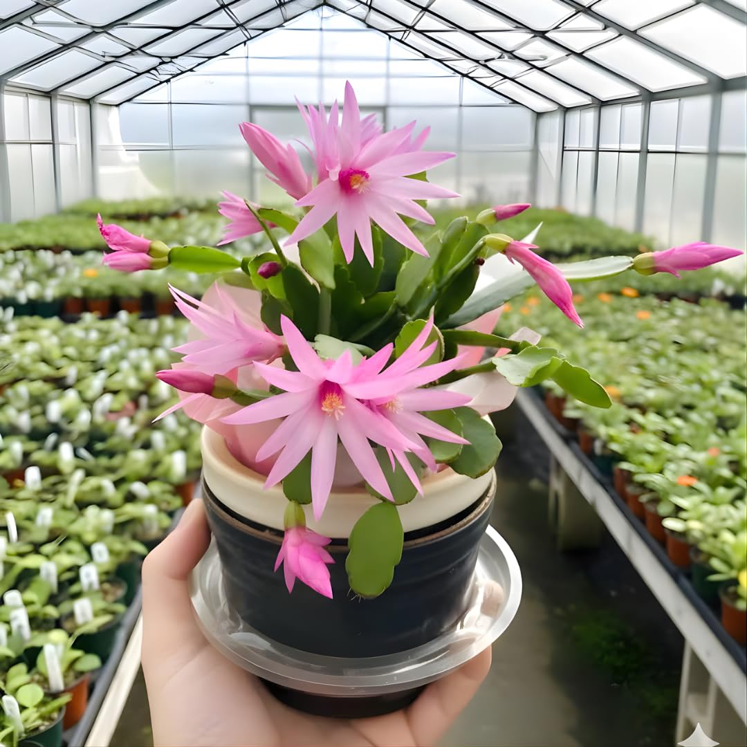 Random Christmas Cactus Plants Live in 4 Inch Pot | Unique Christmas Cactus Live Plants | Low-Maintenance Indoor Houseplant | Great Holiday Gift for Plant Lovers | Random Color
