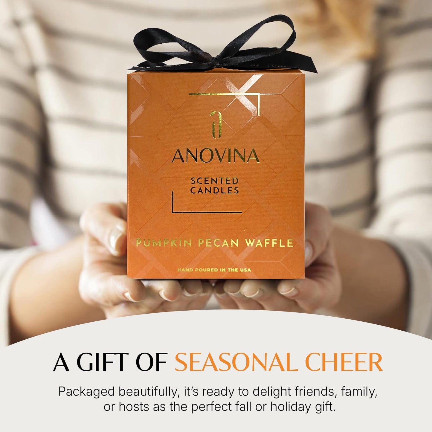 Anovina Pumpkin Candle – Fall Scented Candle with Premium Soy Wax Blend – Cozy Autumn & Holiday Gift Candle for Women and Men