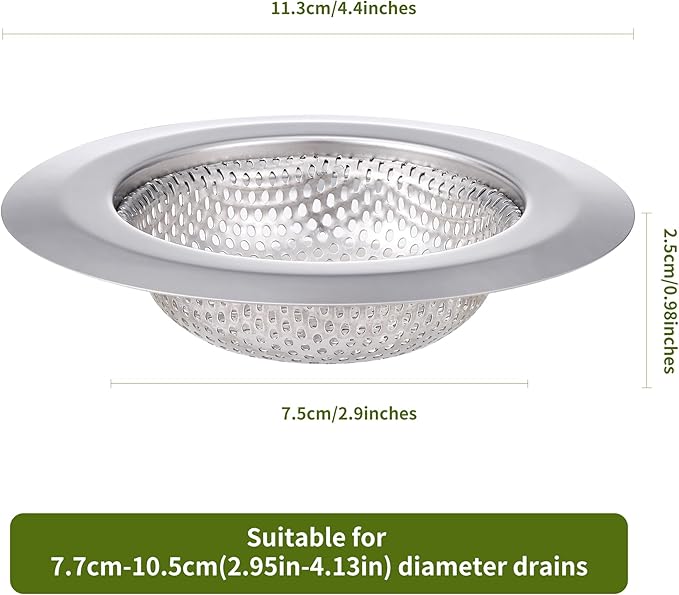 2Pcs Kitchen Sink Drain Strainer, Stainless Steel Kitchen Sink Strainer