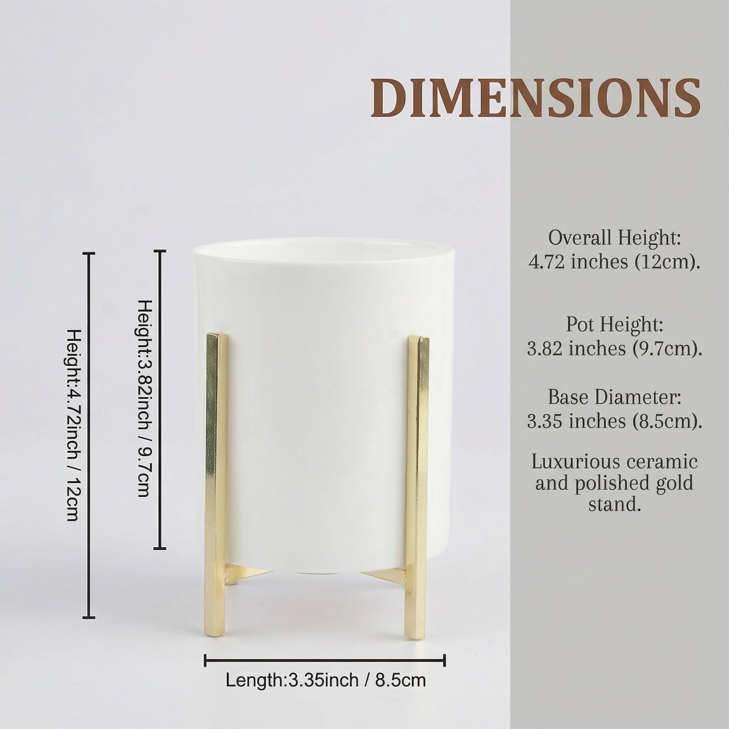 MONOSUGO 4.72" Gold Pen Holder Aesthetic Pencil Holder for Desk, Gold Desk Organizers and Accessories for Women Girls, Ceramic Pen Holder for Office