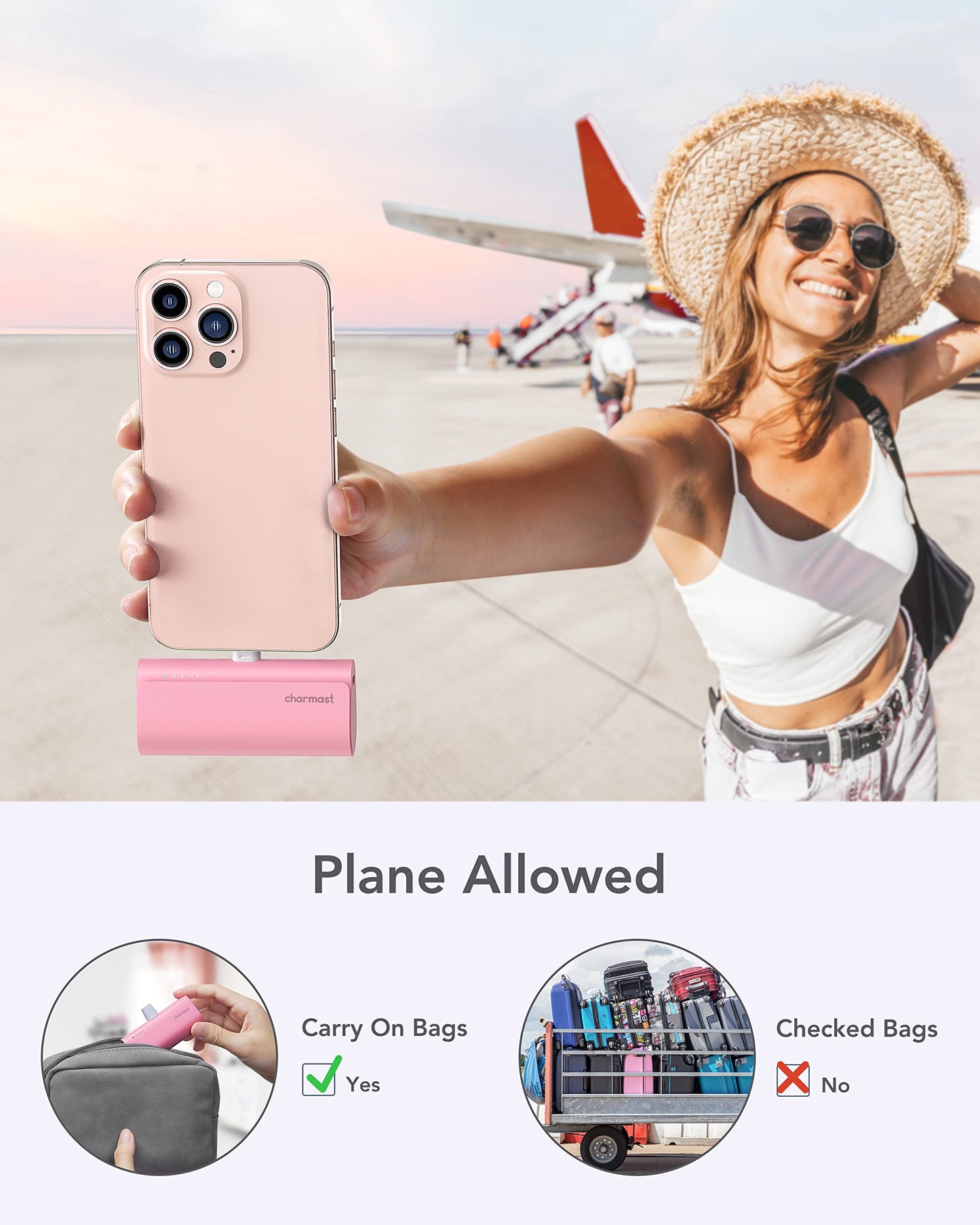 charmast Small Portable Charger for iPhone, Ultra-Compact 20W PD Fast Charging Power Bank 5000mAh, Mini Battery Pack for iPhone 14/14 Pro Max/13/13 Pro Max/12/12 Pro Max/11/XR/X/8/7/6 etc