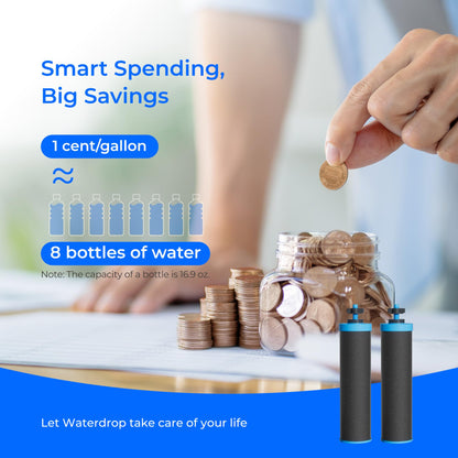 Waterdrop Gravity-fed Water Filter System, Reduces Lead and up to 99% of Chlorine, NSF/ANSI 42&372 Standard, with 4 Black Carbon Filters and Metal Spigot, King Tank Series,