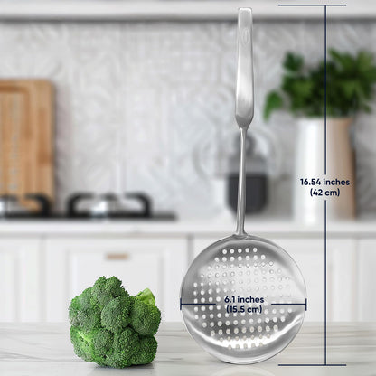5 Pcs Newness Cooking Utensils Set, 304 Stainless Steel Kitchen Utensils Set, Metal Kitchen Accessories, Include Soup Ladle, Slotted Skimmer Spoon, Spaghetti Spoon and Spatula, Dishwasher Safe