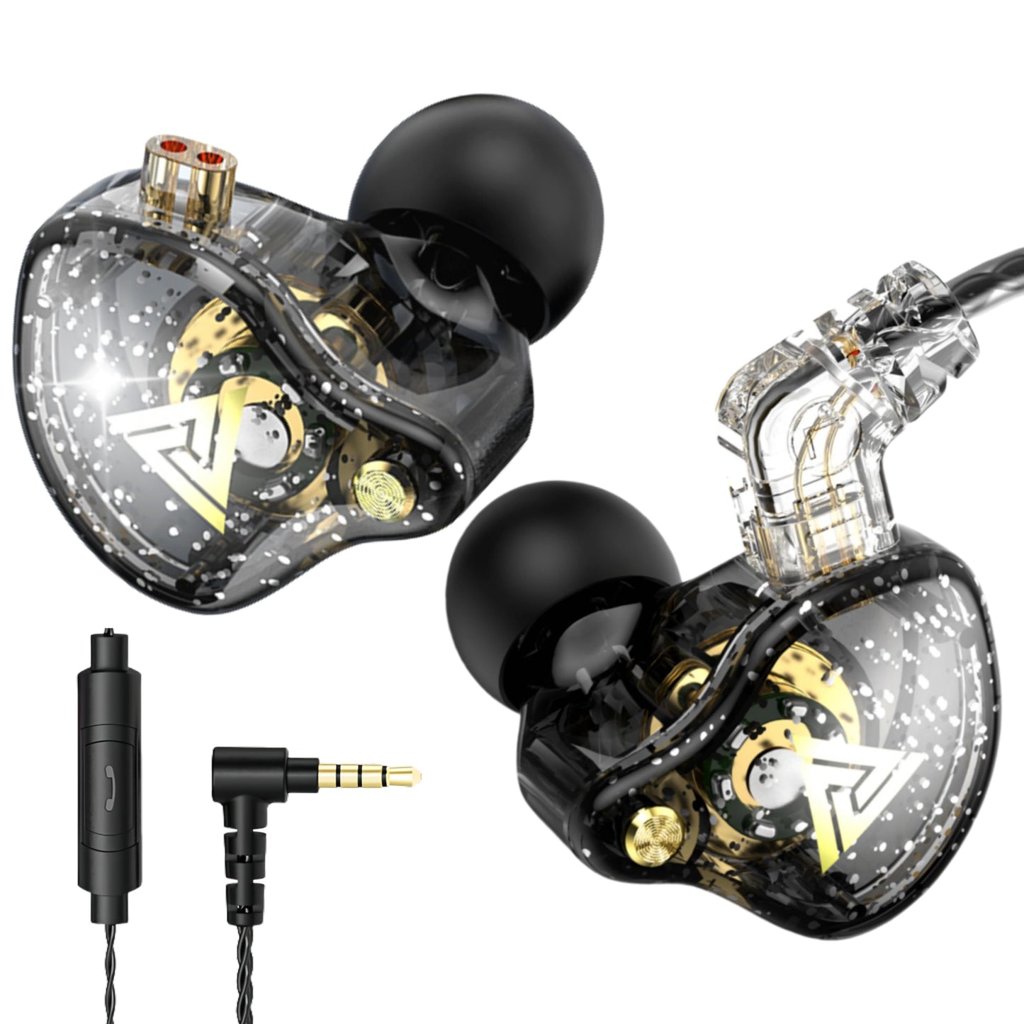 HJX QKZ AK6 Pro Wired IEM for Gaming Earbuds with MIC, in Ear Monitor Headphones, Deep Bass Sound, 1DD 11mm Dynamic Driver, IEM for Music Video Calling (Black)