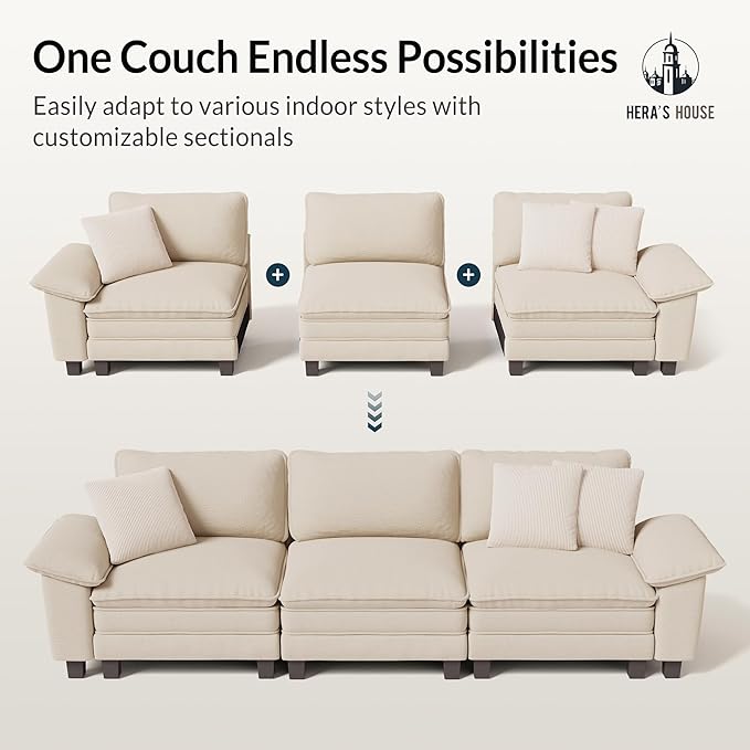 HERA'S HOUSE 88" Modular Sectional Sofa, L Shaped Couches