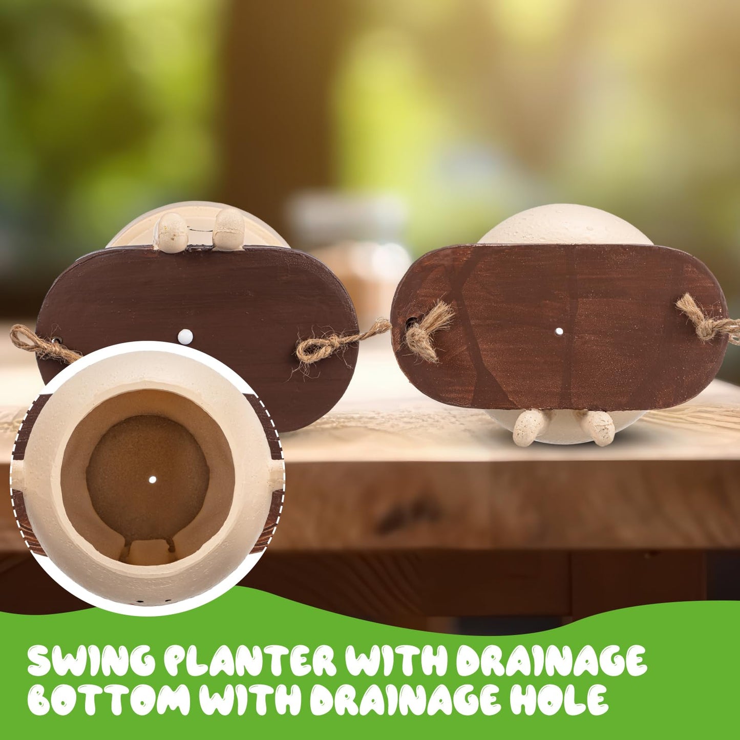 Domensi 2 Pcs Swing Hanging Planter Cute Smile Flower Face Pot Indoor Outdoor Pots for Succulent String of Pearls Plants Plant Ideal Gifts for Christmas Birthday(Swing Mixed Shapes,Mixed Sizes)