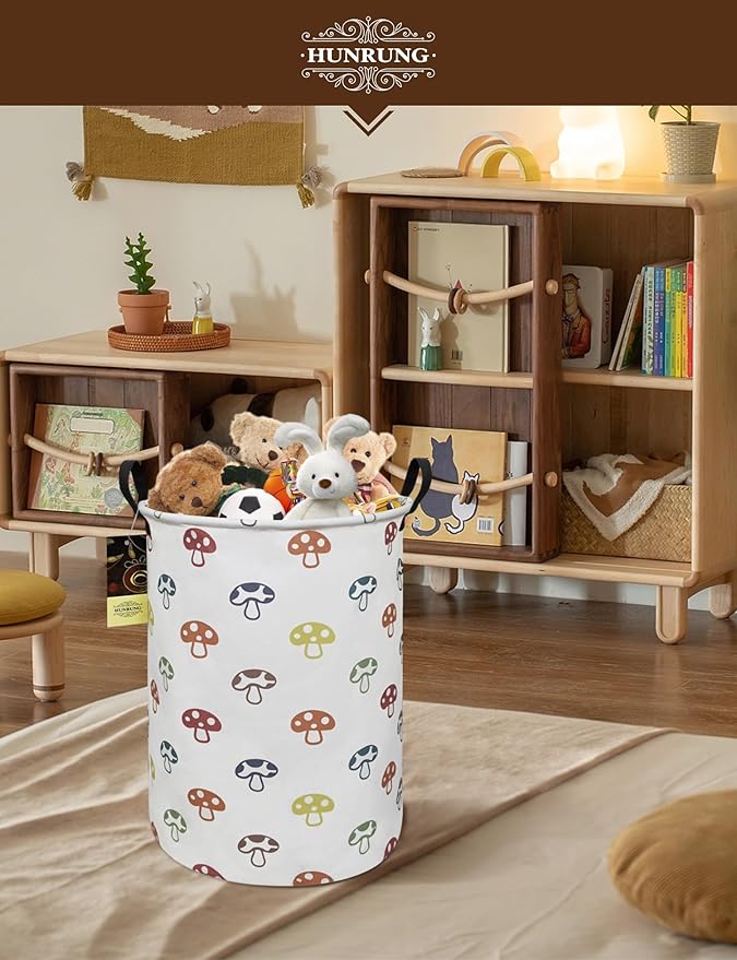 HUNRUNG Laundry Hamper, Large Canvas Fabric Lightweight Storage Basket Toy