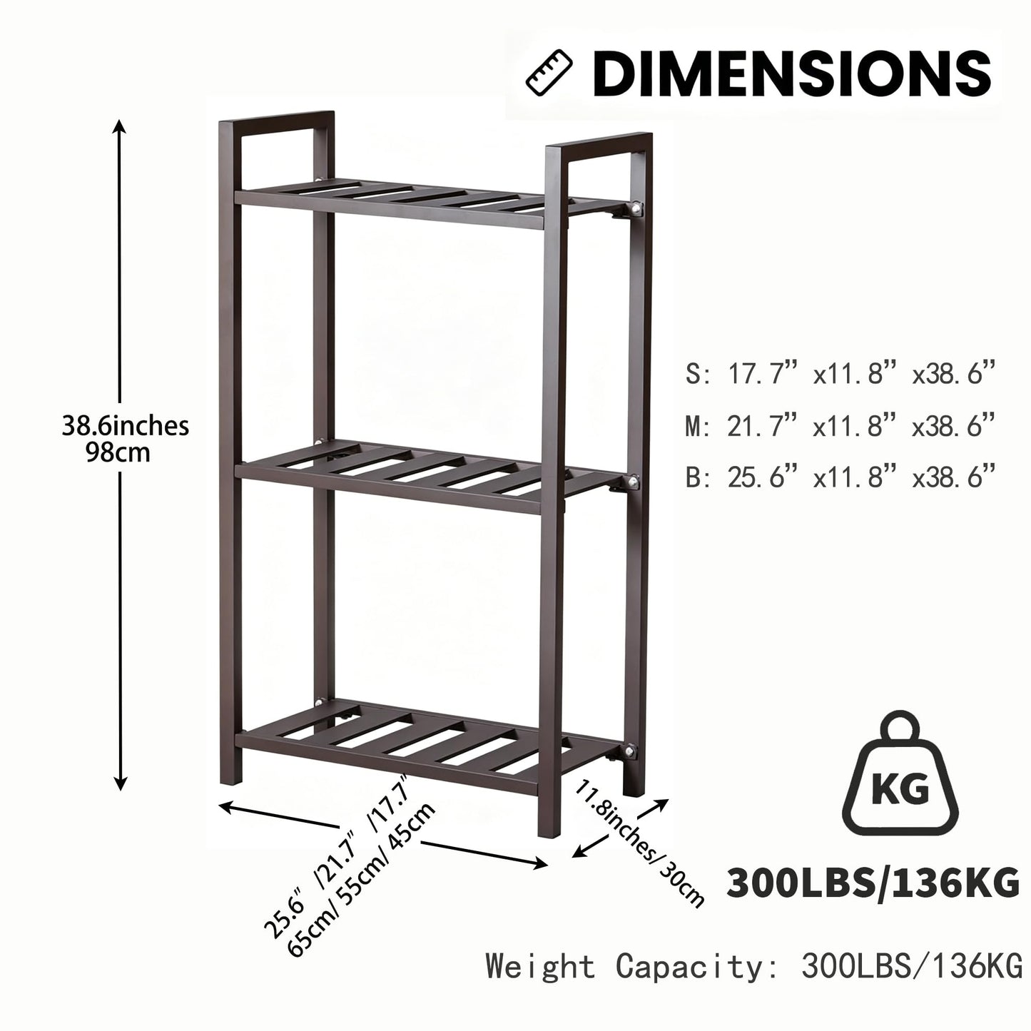 DHYGOTFUR 3-Tier Aluminum Plant Stand, Lightweight Heavy-Duty Plant Shelf, Waterproof Rustproof Multi-Use Storage Rack for Indoor Outdoor, Patio Garden Balcony Bathroom Organizer