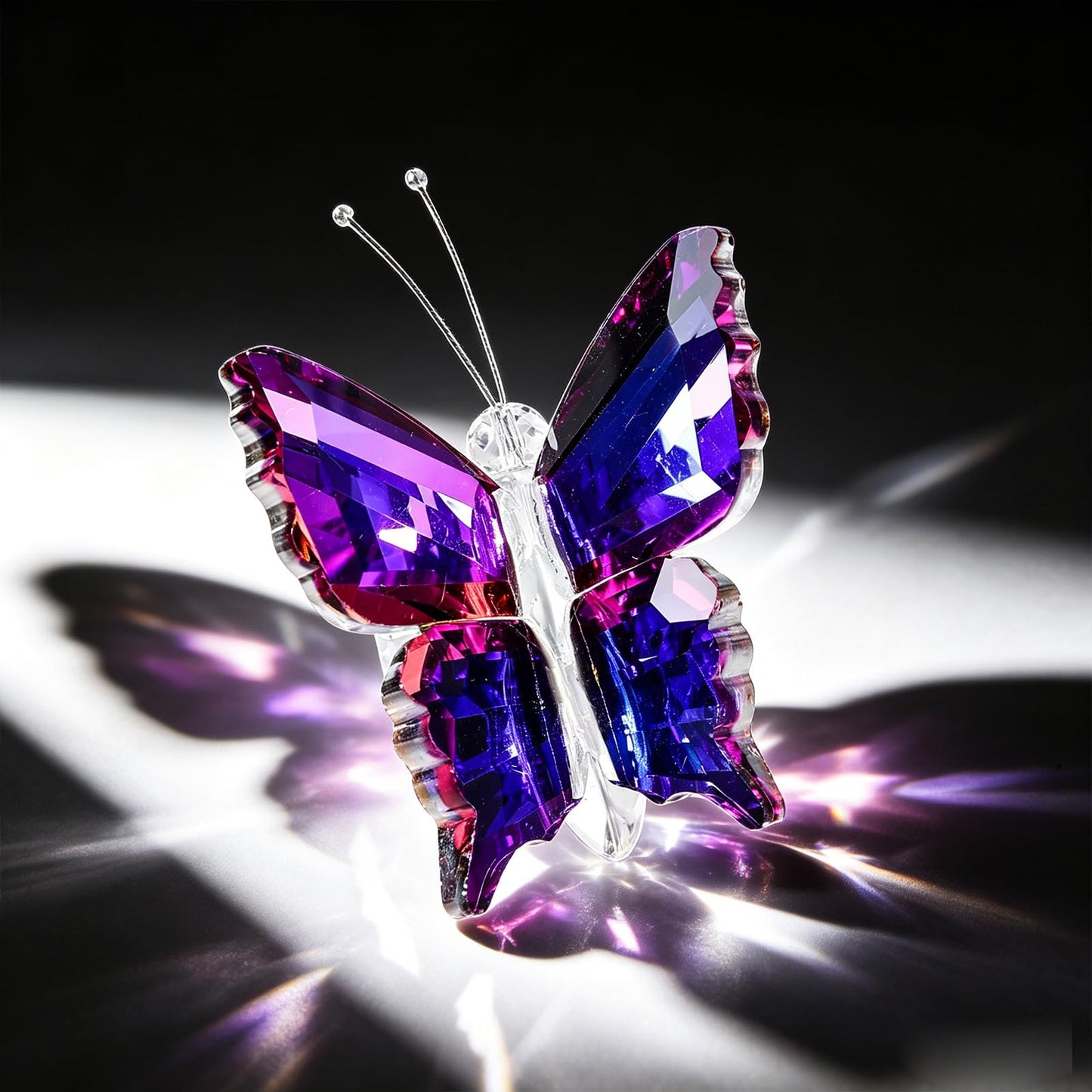 MysticGlitz Purple‑Blue K9 Crystal Butterfly Figurine with Faceted Base, 2.4×1.8in Decor Paperweight Ornament, Collectible Glass Butterfly Statue, Home Decor & Gift for Women Butterfly Lovers
