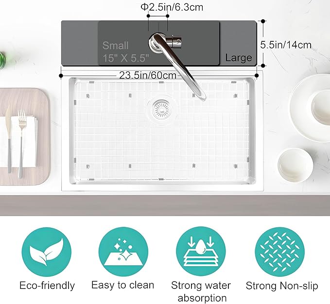 Kitchen Sink Splash Guard Faucet Mat -1 PC Super Absorbent Fast Drying Mat Sink