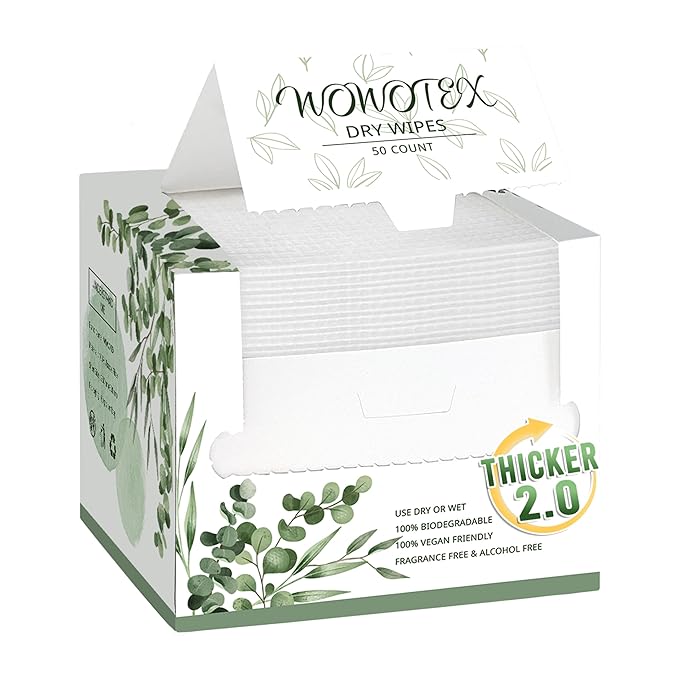 THICKER Dry Wipes 50 Count Disposable Face Towels 10x12" | Ultra Soft