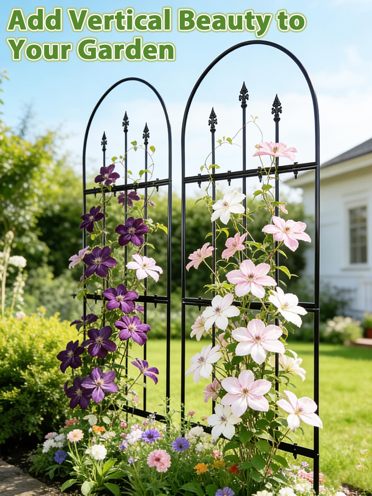 2 Pcs Garden Trellis for Climbing Plants Outdoor - 47'' H x 15.7'' W Rustproof Plant Metal Support Wire, Decorative Lattice Panels for Climbing Vine Rose Ivy Cucumbers Flowers