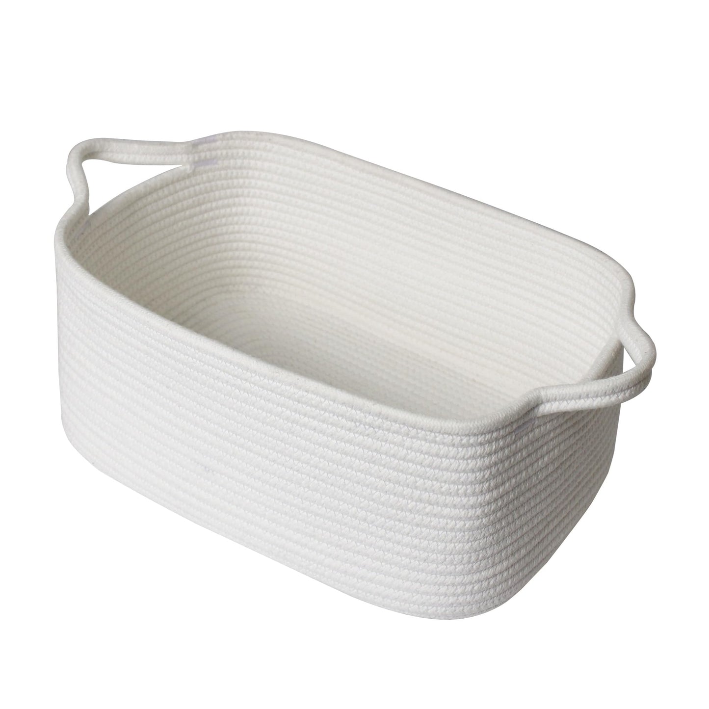 MEGASKET White Cute Cotton Rope Baskets for Organizing, 13.5"x10"x6" Woven Basket for Gifts Empty, Baby Nursery Closet Storage Organizer Bin, Cat Toy Bin Box, Decorative White Easter Gift Basket Empty