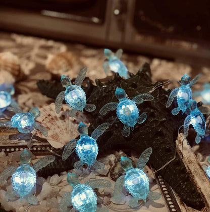 JASHIKA Beach Theme -Cute Green Sea Turtle String Lights- Ocean Fairy Decorative Lights- 10ft 30 LEDs -USB Powered -Multi-Function- Remote Control-Christmas -House Party- Bathroom -Baby Shower Decor