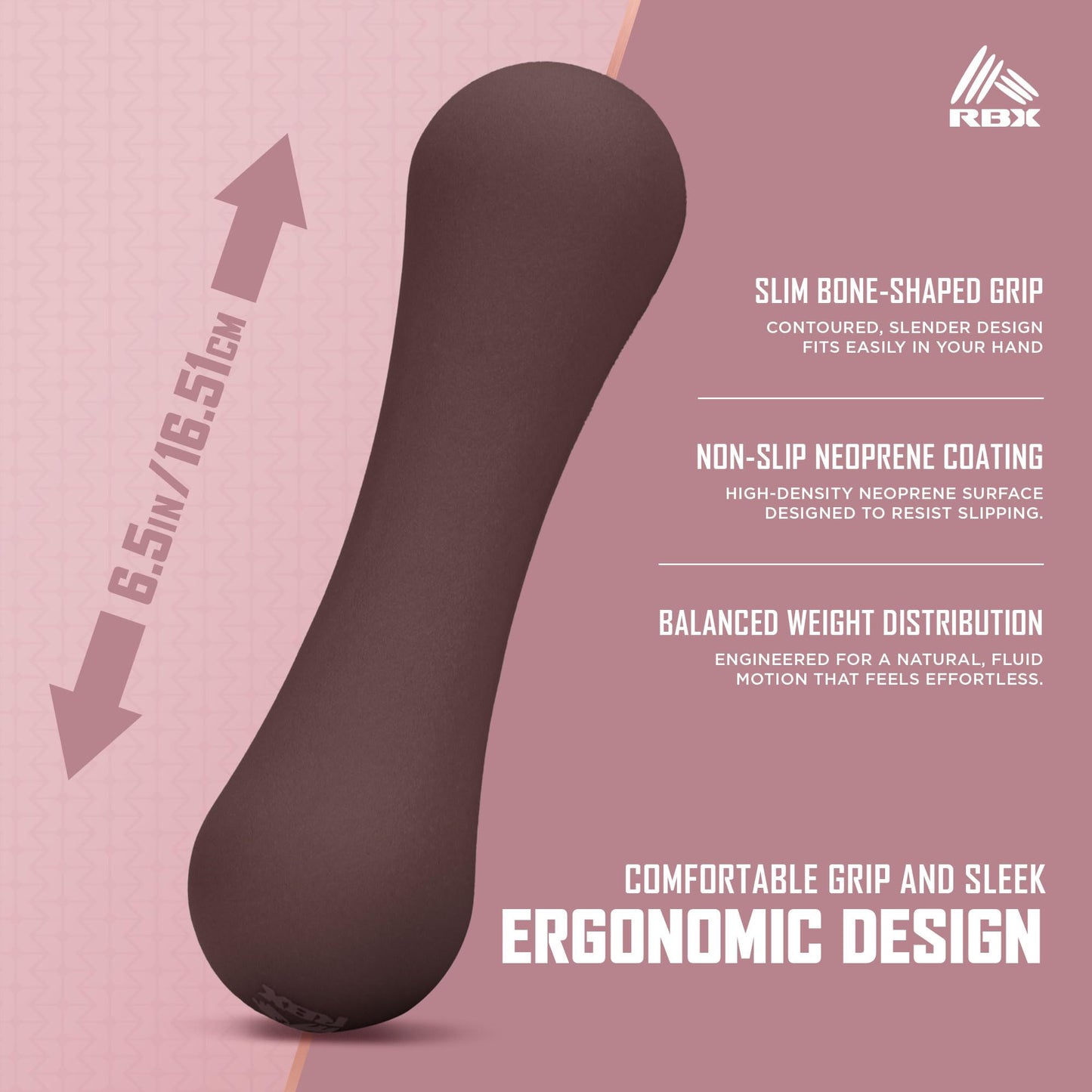 RBX Hand Weights, Neoprene Hand Weights for Home Workouts, Cardio & Strength Training, Home Gym Equipment (Brown, 4LB (2lb each))