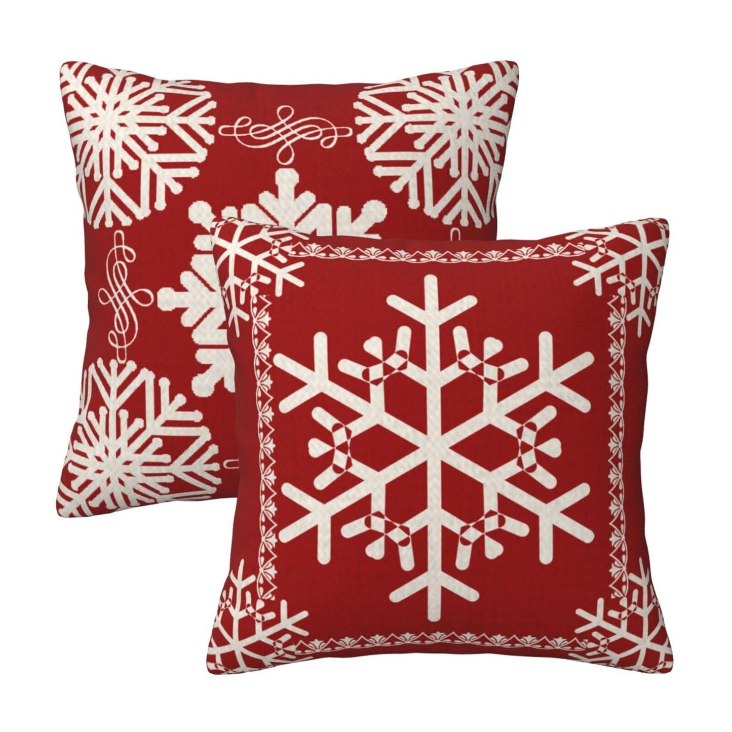 NIDITW Set of 2 Sister Birthday Gift Joy Peace Noel Beautiful Snowflakes Body Red Cotton Burlap Linen Throw Pillow Case Cushion Cover Sofa Outdoor Decorative Square 18X18 Inches