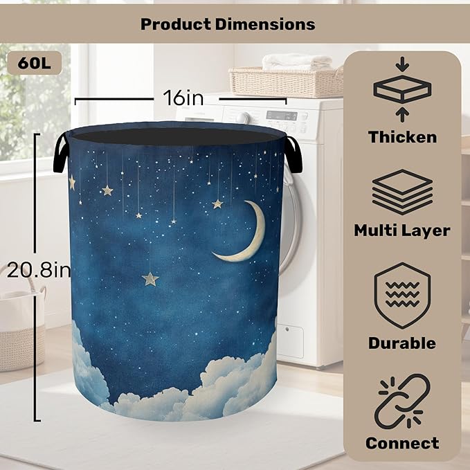 Starry Stars Moon Laundry Basket