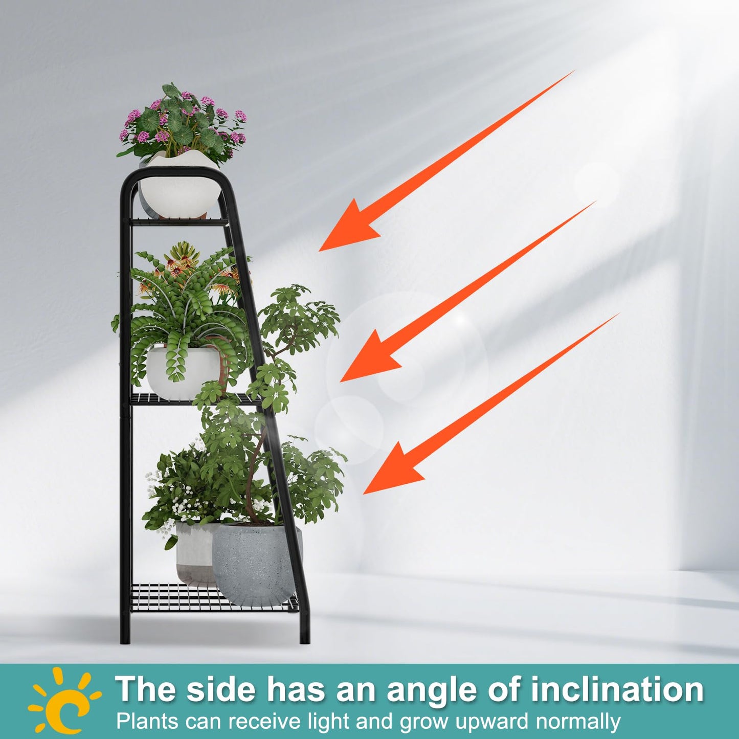 Plant Stand Indoor, Outdoor Tiered Plant Stand, Corner/Metal/Black Plant Shelf