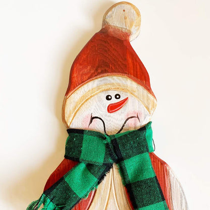 Grace Home Rustic Wood Standing Snowman Figurines Christmas Ornament Tabletop Mantel Centerpieces Decoration 14.5" H (Snowman)