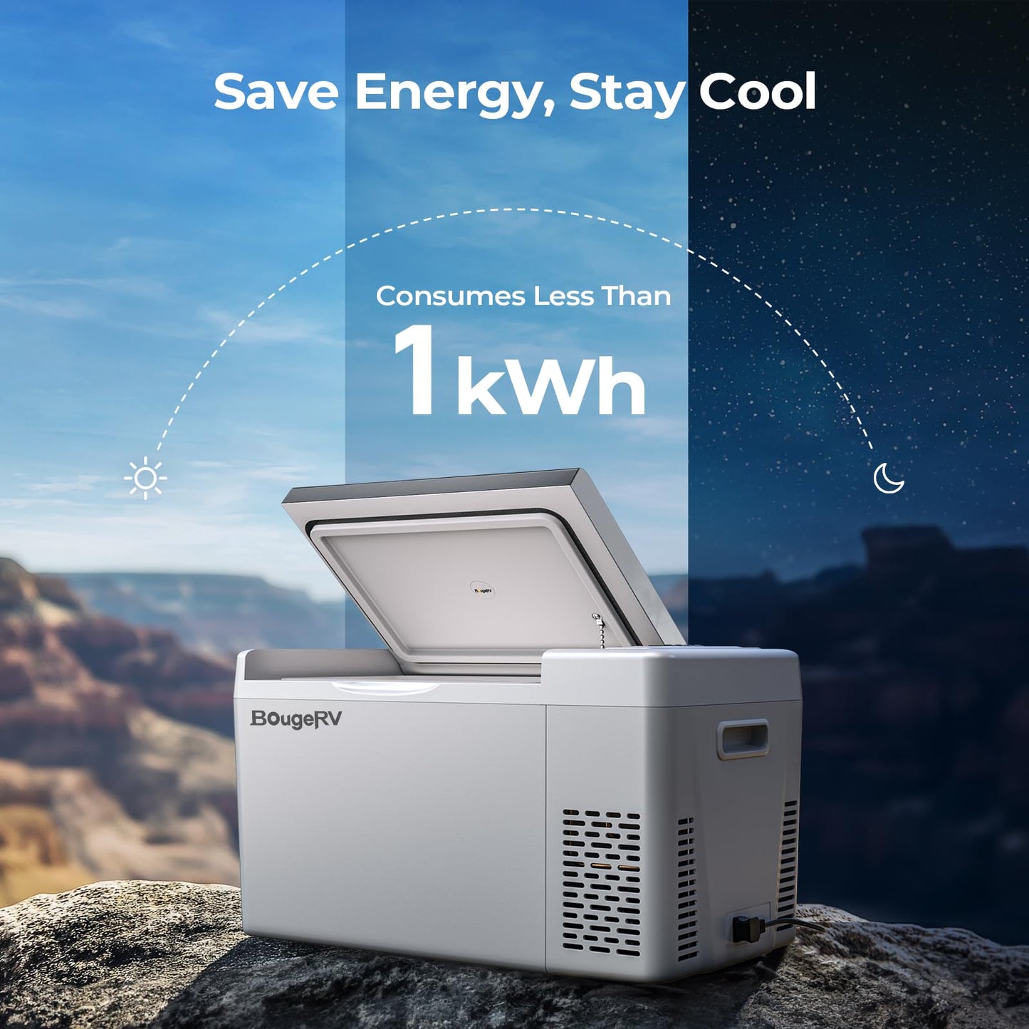 BougeRV 12 Volt Refrigerator 12V Car Fridge 23 Quart Portable Freezer Compressor Cooler 12/24V DC 110~240 Volt AC for Truck Van RV Camper SUV Travel Camping Road Trips Tailgating -8℉~50℉