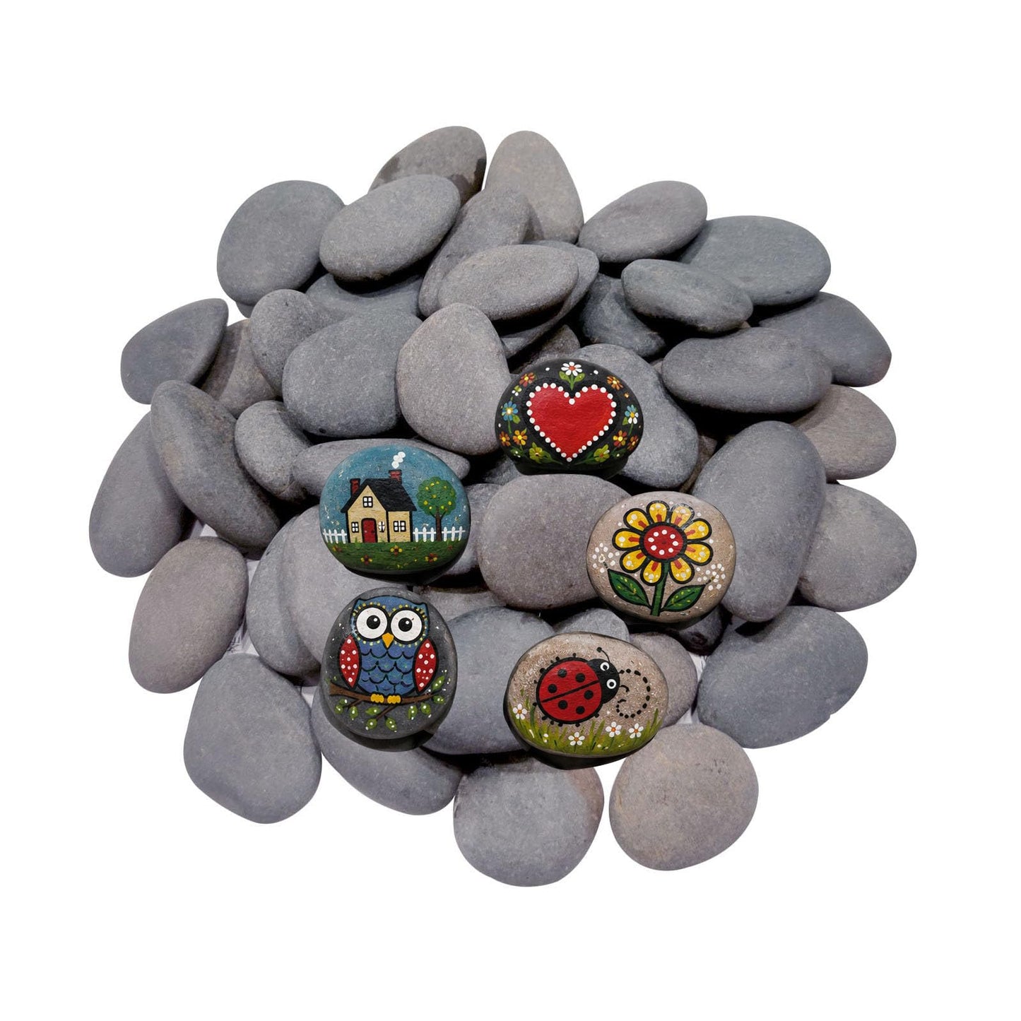 Rocks for Painting 50pcs 1.5-2.5 inch Small Painting Rocks, Natural River Rocks Smooth Flat Pebbles for Crafts, Kindness Rocks for Arts Painting Activities, DIY Decorative Flower pots Fish Tank