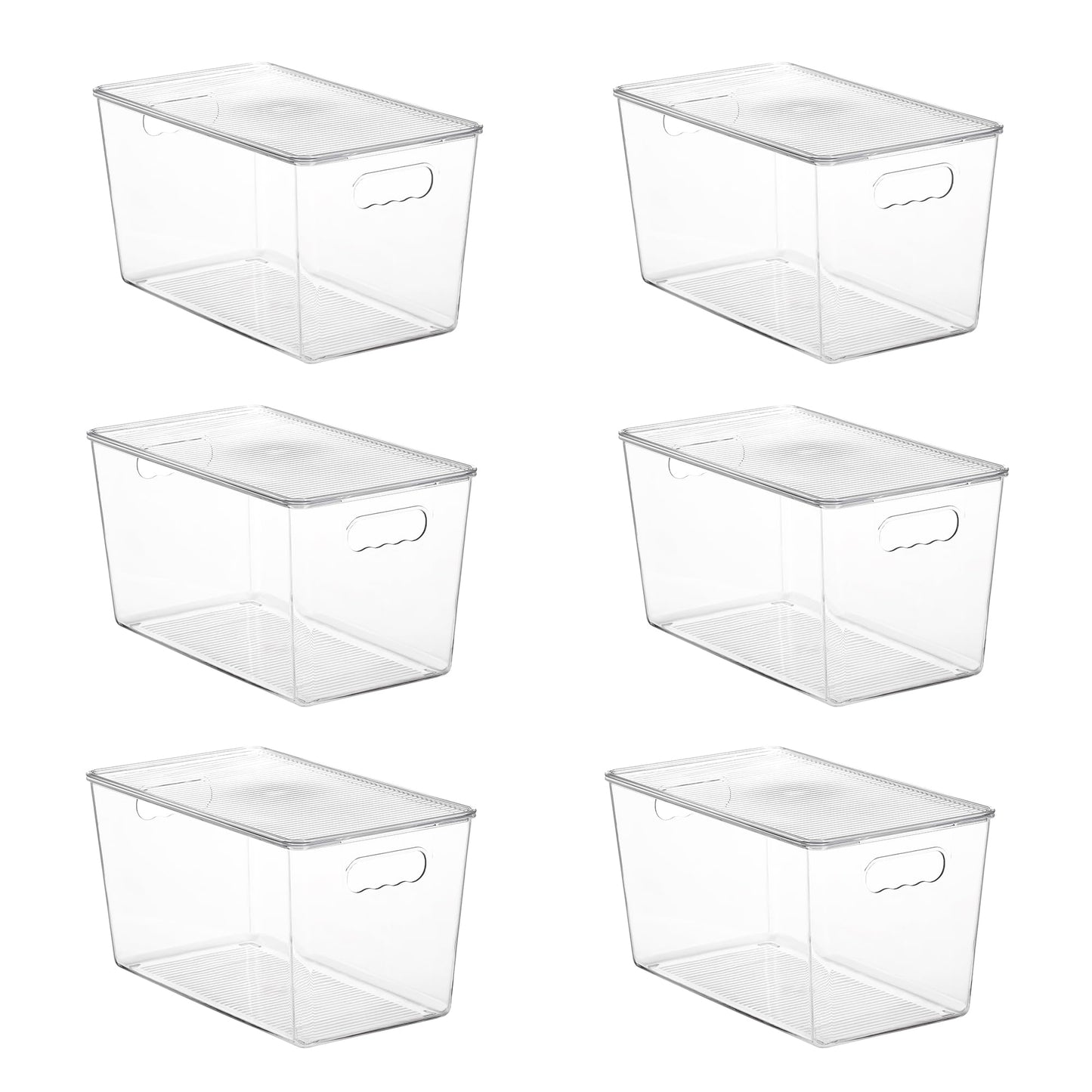 Vtopmart 6 Pack Clear Stackable Storage Bins with Lids, Large Plastic Containers with Handle for Pantry Organizer and Storage,Perfect for Bathroom,Cabinet,Kitchen,Fridge,Closet Organization