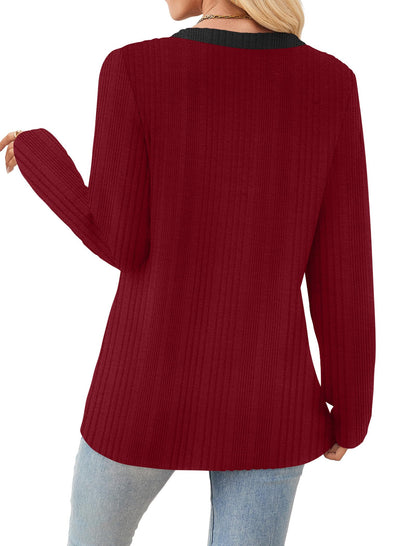 SAMPEEL Womens Sweaters Lightweight Long Sleeve Shirts V Neck Tops with Button Fall Outfits 2025