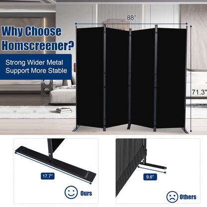 Room Divider 6FT Portable Room Dividers and Folding Privacy Screens, 88'' W Fabric Divider for Room Separation, 4 Panel Partition Room Dividers Freestanding Wall Divider Screen for Dorm Studio Office