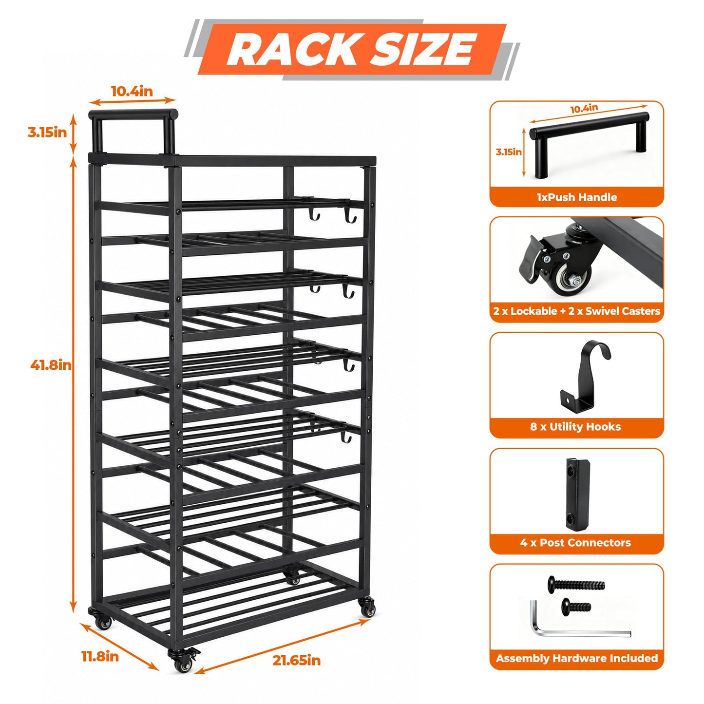 Sidasu 72 Can Spray Paint Can Holder, Rolling Spray Paint Organizer Cart with Push Handle, Spray Paint Storage Rack for Garage Workshop, Black