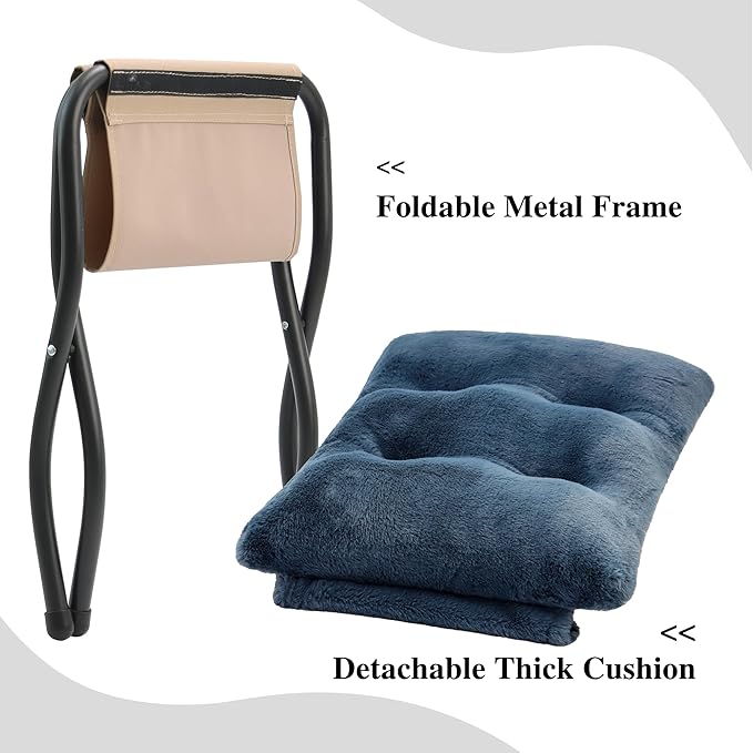 15" Folding Ottoman, Foldable Footrest Stool, Portable Small Foot Stool