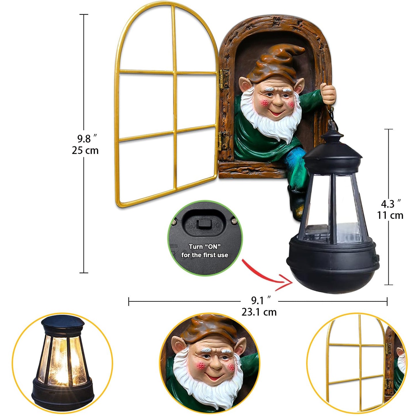 Garden Gnomes Decor Outdoor Statue - Christmas Gnome Decorations with Solar Lights Whimsical Elf Out The Door Tree Hugger Garden Statues Tree Face Gnomes Yard Art for Patio,Fence,Lawn Gnomes Ornament
