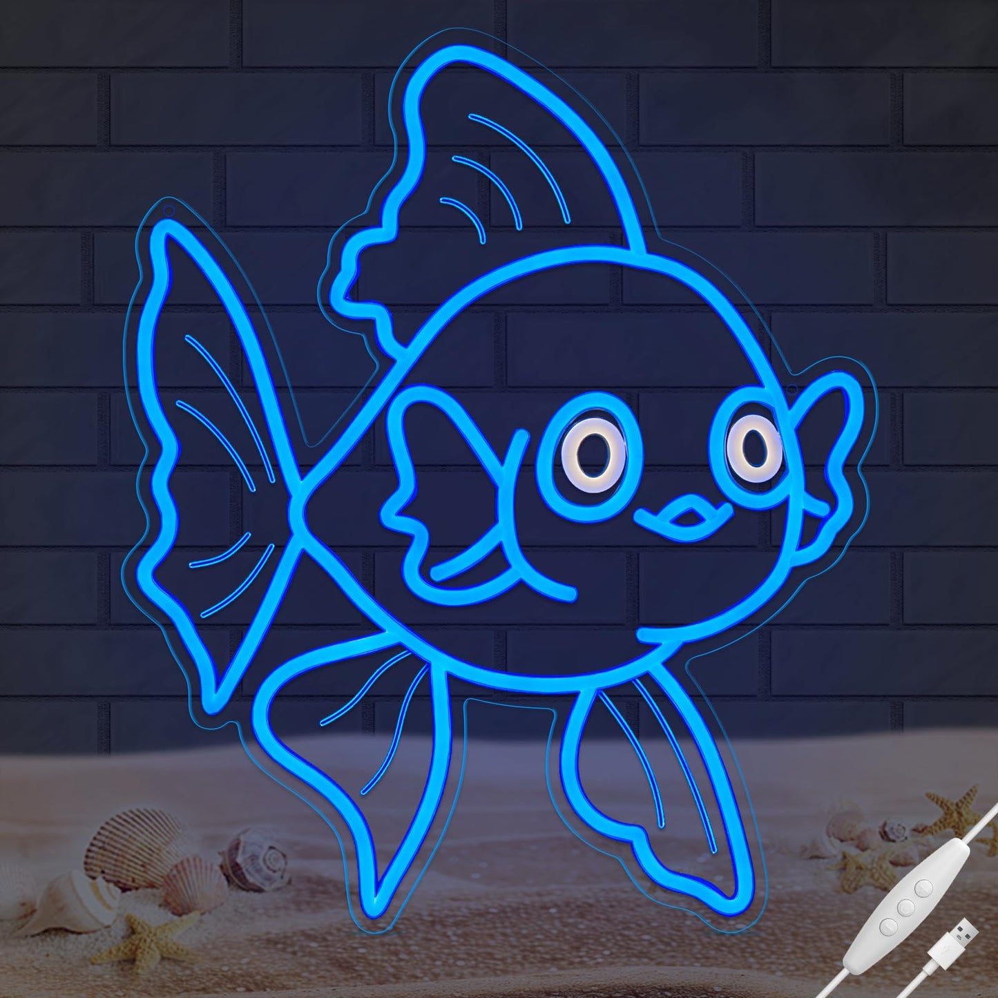 LMHSE Neon Signs for Wall Decor Lucky Blue Goldfish LED Signs for Wall Art Decor Ocean theme Restaurant Home Bar Kitchen Dining Bedroom Decor Christmas Gifts