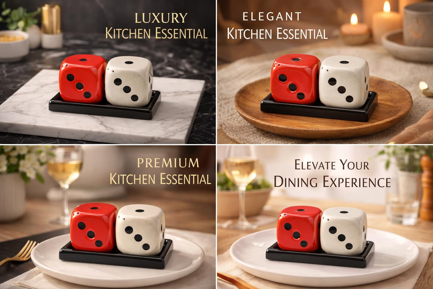 Ceramic Salt & Pepper Shaker Set with Tray – Refillable Stoneware Seasoning Jars, Food Safe Lead-Free Spice Dispenser, Durable Kitchen Tableware, Dining Table Decor & Home Gift Set, 2.5 Inch