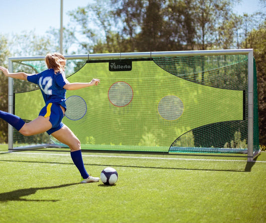 Vallerta 12'x6' Ft Skill-Shot Professional Soccer Shooting Practice Target Net & Rebounder. 7 Zone, Colored Fluorescent Goal Shot Scoring & Training Aid. Soccer Frame Not Included.(12x6 Ft.)