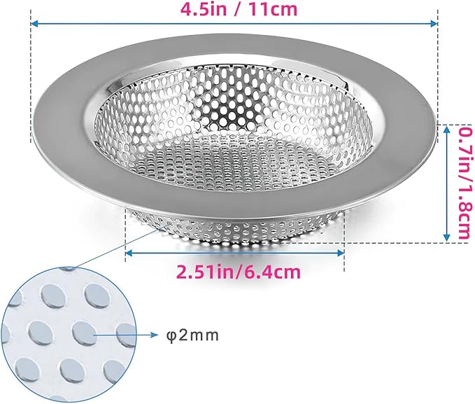 1 Pack Sink Strainer for Most Kitchen Sink Drain Basket, Upgraded Double-Layer