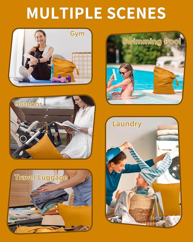 babygoal Travel Laundry Bags 2 Pack, Gym and Swimming-Washable Waterproof Wet