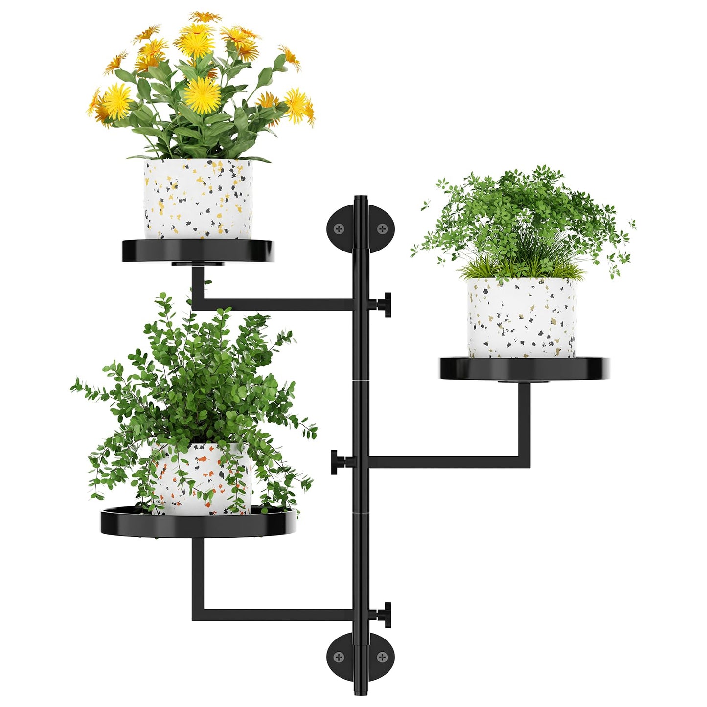 Gaoymsym Rotating Window Plant Shelf Wall Plant Shelf Indoor Metal Plant Stand Window Shelves for Plants 3 Tier Plant Stand Wall Plant Holder Wall Planters for Indoor Plants, Outdoor Plant Stands for Patio, Black