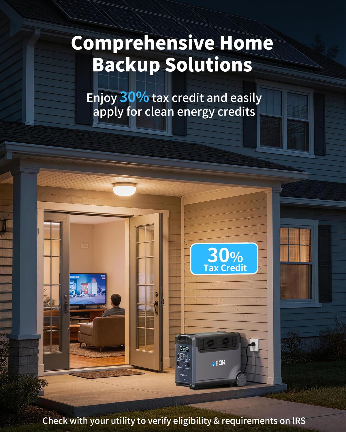 ABOK Ark3600 Portable Power Station with 200W Soalr Panel, 3840Wh LiFePO4 Battery, Expandable to 11520Wh, 3H Fast Charge, 15 Outlets, UPS 10ms, 3600W Solar Generator for Home Backup, Camping, RV