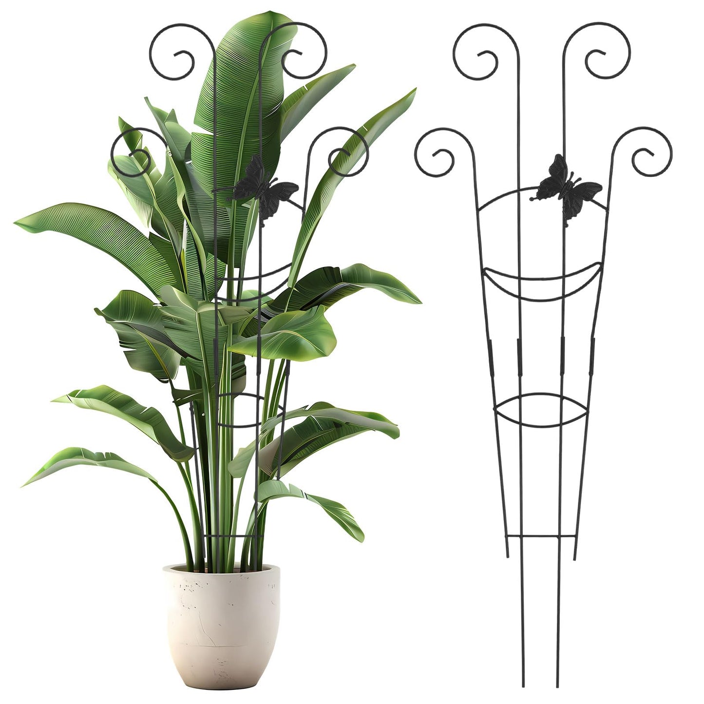 2 Pack Trellis for Climbing Plants Indoor, 30In Monstera Plant Support Structures, Plant Trellis for Potted Plants Stakes, Metal Climbing Support Outdoor for Ivy Pothos Monstera Hoya Flower, Butterfly