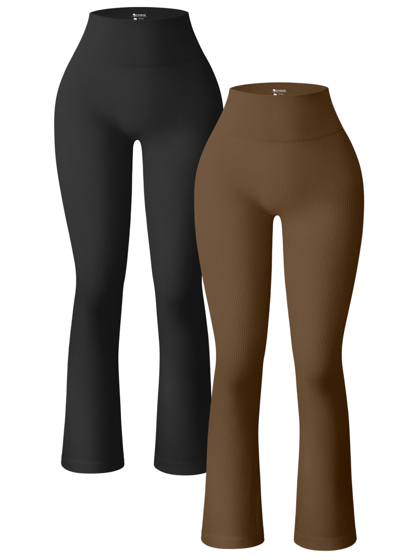 OQQ Women's 2 Piece Yoga Pants Ribbed Seamless Workout High Waist Bell Bottoms Flare Leggings