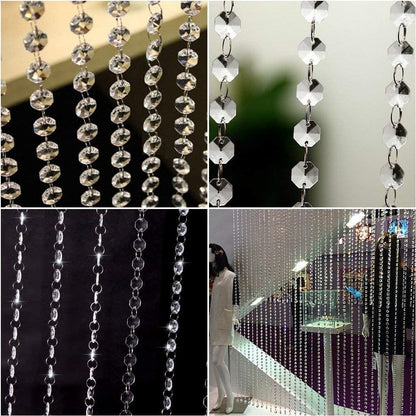 16.5 Feet Hanging Clear 14mm Daimond Acrylic Crystal Garland for Manzanita Tree Centerpiece, Chandelier Bead Lamp Chain, Christmas/Wedding Party Decoration and DIY Craft Jewelry Decoration