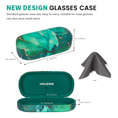 molshine Hard Shell Sunglasses Case,Classic Large Glasses Case for Women Men,Sunglass Eyeglasses (Emerald Green)