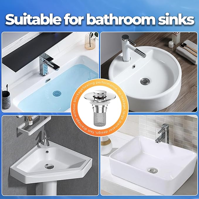 Sink Stopper Hair Catcher, Pop-up Sink Drain Strainer