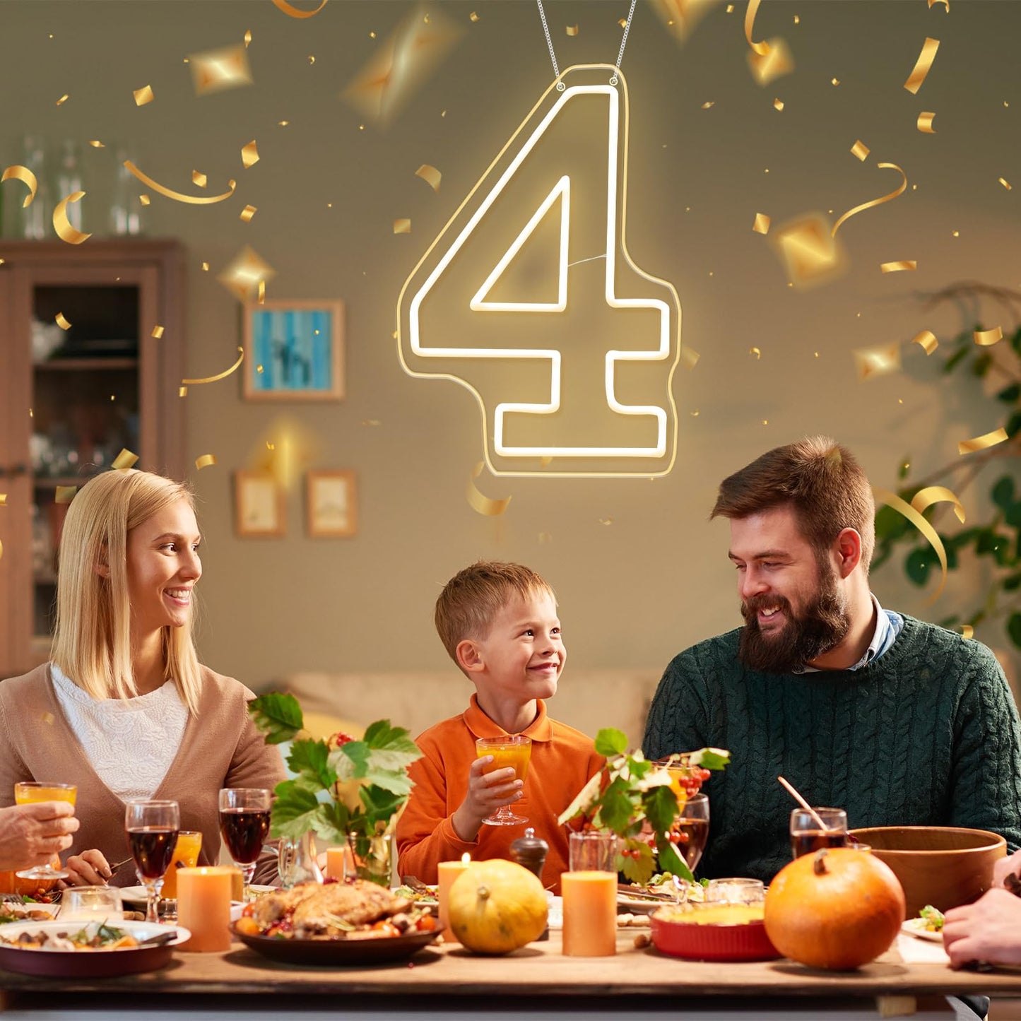 RUMONZS LED Acrylic Light up Number, Decorative Transparent Light up Letters USB Powered Big Number Sign Light for Birthday, Night Light, Party, Anniversary, Christmas, Home Decor, Wedding 12'' (number4)